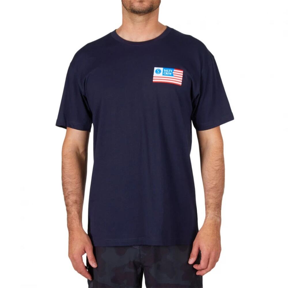 Salty Crew T-Shirt Size XXL Blue American Flag Stars And Stripes Premium Casual